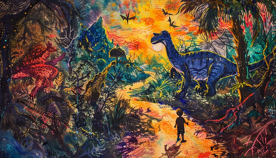 Chlapec Dinosauri pravek