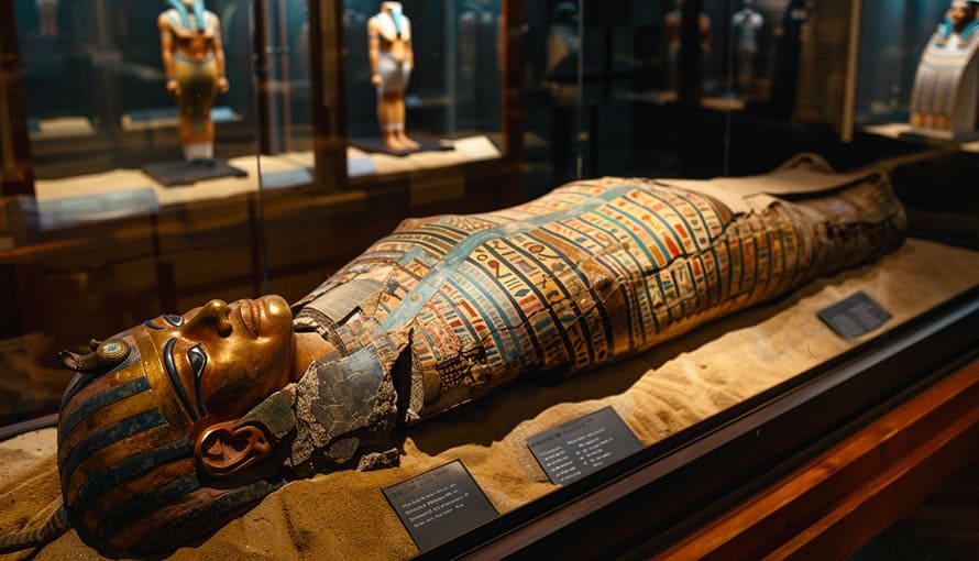 egyptská múmia v múzeu