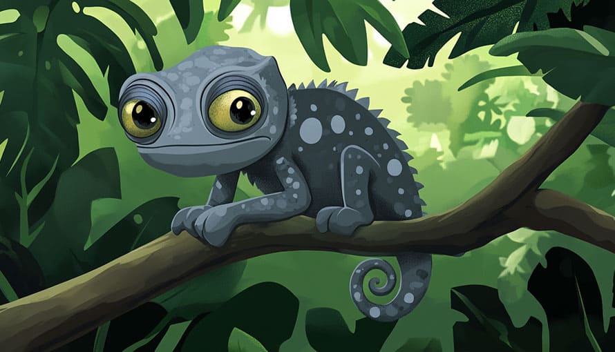 Smutny Chameleon bez farieb